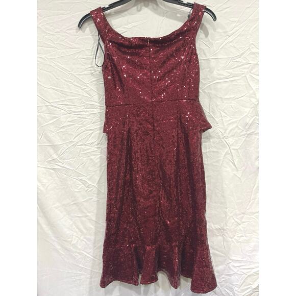Nikibiki Sequin Tank Cocktail Party Ruffle Dress Women’s Small Ruby Wine - Picture 7 of 10